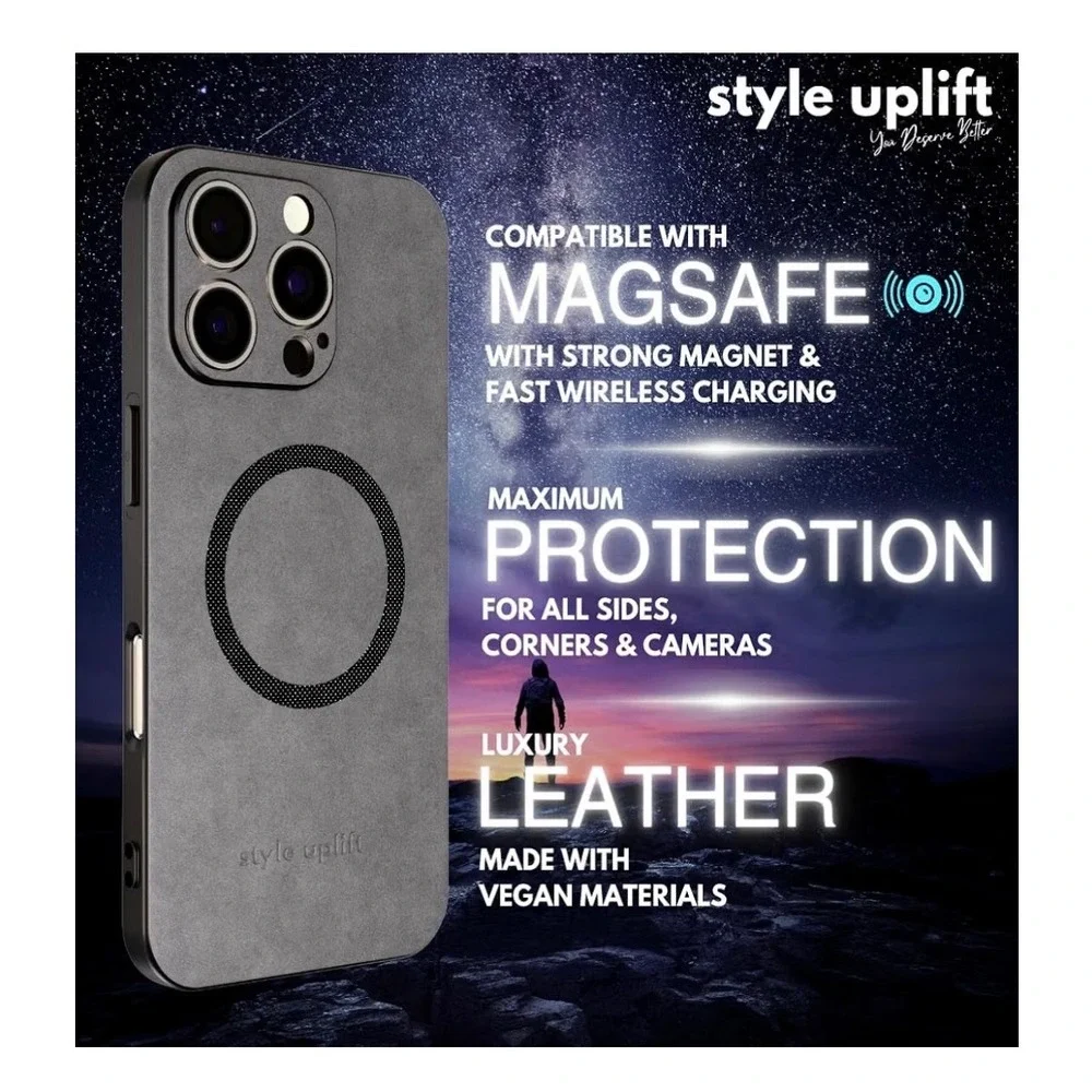 Style Uplift iPhone 16 Pro Dark Gray Suede Magnetic Case MagSafe Slim Protective
